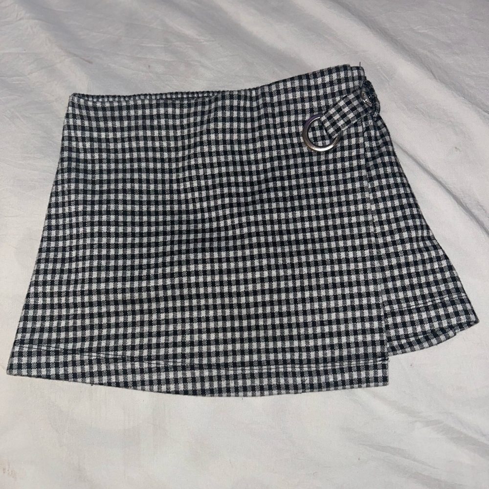Justice Black and White Asymmetrical Wrap Mini Skort